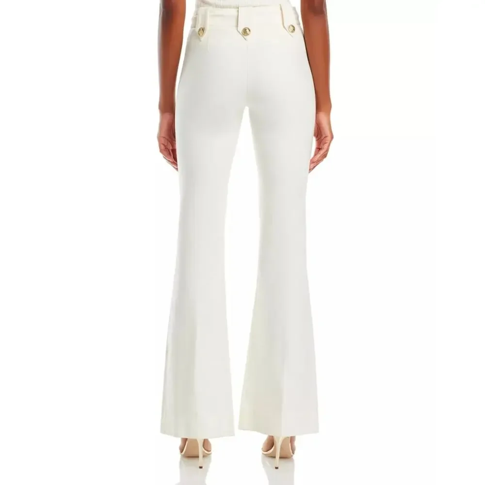 Derek Lam 10 Crosby Women White / Gold Cotton Robertson Flare Pants Size US 8